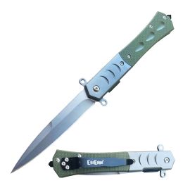 Military Green G10 Spring Assisted Pocket Knife Spear Point Blade