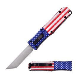 5.25" Automatic Out The Front Micro OTF Tanto Blade American Flag Knife