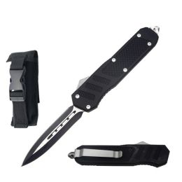 7" Black Tracker Double Edge Dagger Blade OTF Dual Action Knife