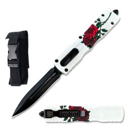 7" White Rose Death Stalker Automatic Dual Action Out The Front Knife