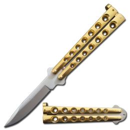 5.25" Closed Length Helix Butterfly Balisong Knife - Gold