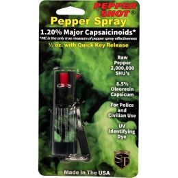 Pepper Shot 1.2% MC  1/2 oz  pepper spray belt clip and quick release keychain