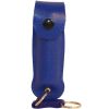 Pepper Shot 1.2% MC 1/2 oz pepper spray leatherette holster and quick release keychain blue