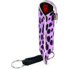 Pepper Shot 1.2% MC 1/2 oz pepper spray fashion leatherette holster and quick release keychain cheetah black/pink