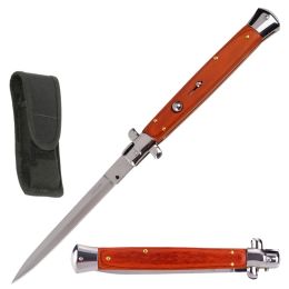 13" Big Boy Auto Italian Stiletto Switchblade Knife Wood Handle