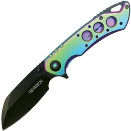 Assisted Open Folding Pocket Knife, Rainbow Handle w/ Black Accents