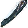 Assisted Open Folding Pocket Knife Green with Flying Shark Design