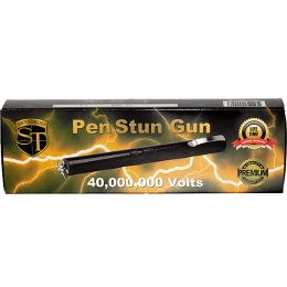 40,000,000 Volts Pen Stun Gun with battery meter and pocket clip Black