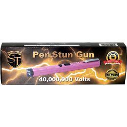 40,000,000 Volts Pen Stun Gun with battery meter and pocket clip Pink