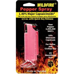 Wildfire 1.4% MC 1/2 oz pepper spray hard case with quick release keychain pink