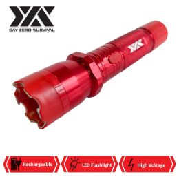 DZS Red Metal Stun Gun 10 Million Volt Rechargeable with Flashlight