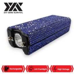 Blue Rhinestone DZS Rechargeable Self Defense Mini Bling Stun Gun