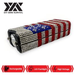 American Flag Rhinestone DZS Rechargeable Self Defense Mini Bling Stun Gun