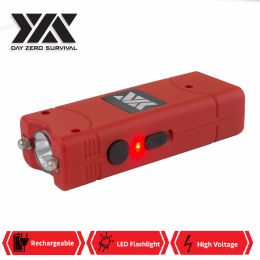 Red DZS Rechargeable Self Defense Ultra Mini Stun Gun With LED FlashLight