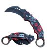 5" Closed Skeleton SwitchBlade Karambit Knife Finger Ring - Red