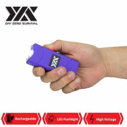 Purple DZS Rechargeable Self Defense Ultra Mini Stun Gun With LED FlashLight