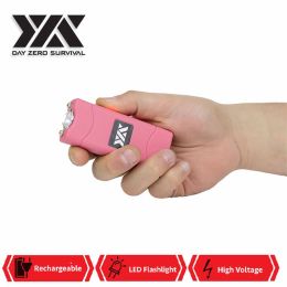 DZS Ultra Mini Pink Stun Gun Rechargeable With LED Light, Holster and KeyRing