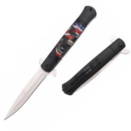 Skull USA Stiletto Style Spring Assist Opening Pocket Knife